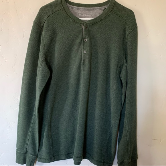 Eddie Bauer Green Henley Shirt - Tall Large - Picture 9 of 9